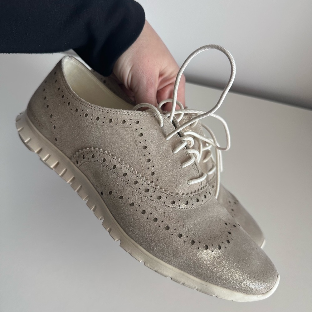 Cole Haan Metallic Gold Lace-Up Shoes